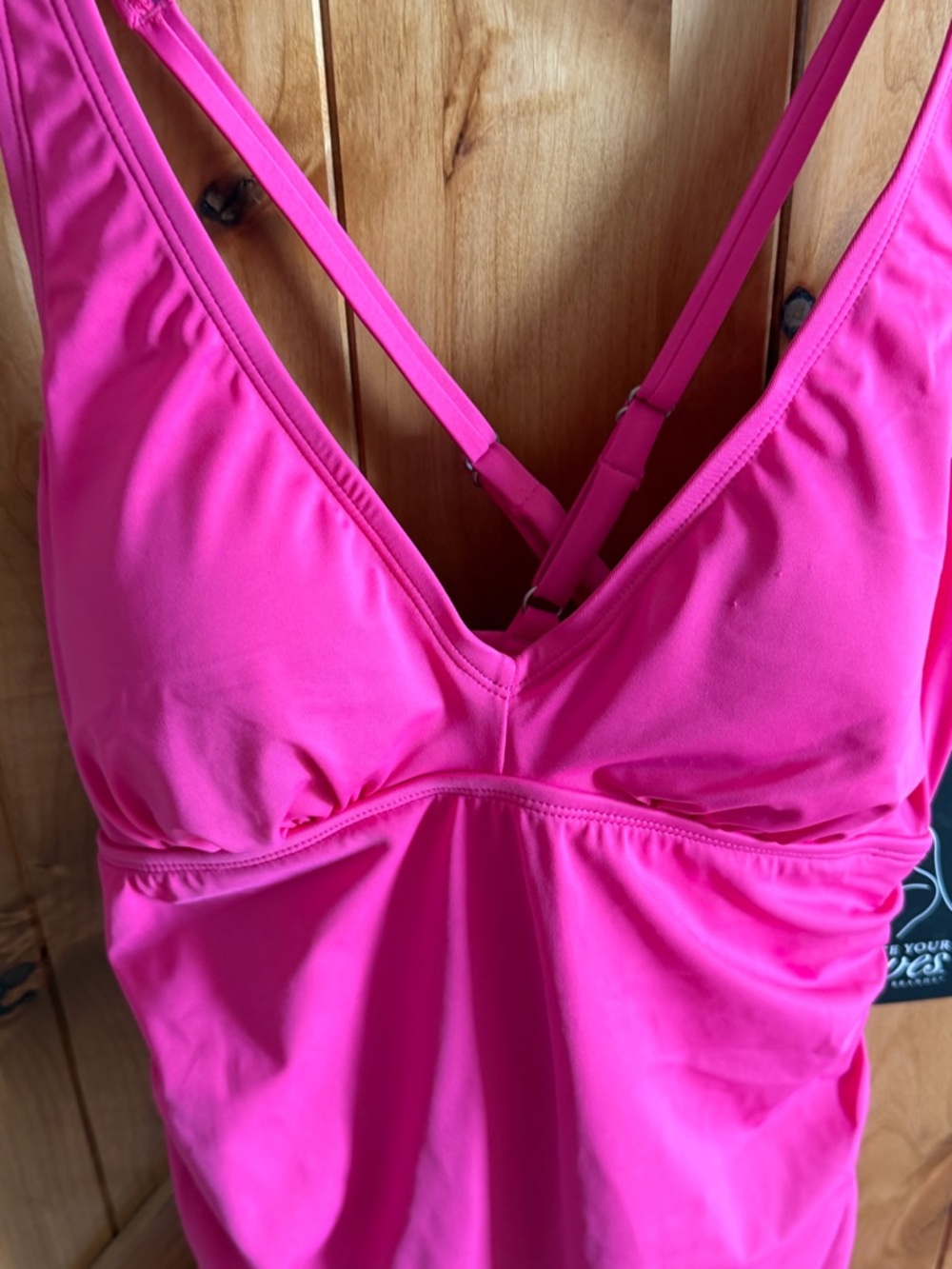 Shecurve Deep V Cross-Back Ruched One-Piece Swimsuit - Picture 3 of 8